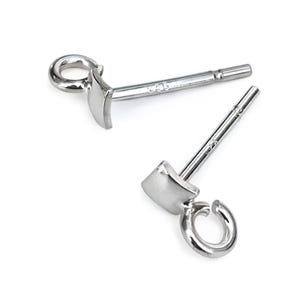 Sterling Silver Square Stud Earrings with Open Ring and  Butterfly Back Ear Posts 925 Findings for Jewellery Making