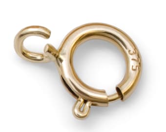 Solid 9ct Gold Bolt Ring Clasp Spring Open Ring Jewellery Fastening for Bracelet Necklace 4mm 4.5mm 5mm 5.5mm 6mm