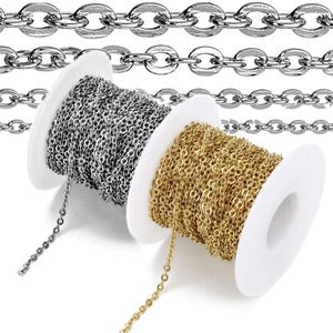 5 Meters Stainless Steel Tone Cable Link Chain – DIY Bracelet Necklace Jewelry Making
