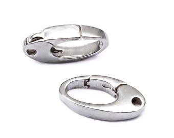 Chiusura a scatto ovale in argento sterling massiccio con cerniera, 12 x 6 mm, connettore per braccialetti di perle, ciondoli, collane, forniture per la creazione di gioielli