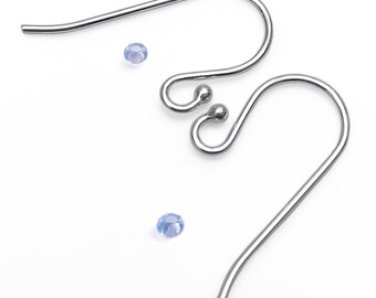 925 Sterling Silver Ball End Earwires, Fish Hook Earring Findings 21x11mm, Jewellery Making Supplies