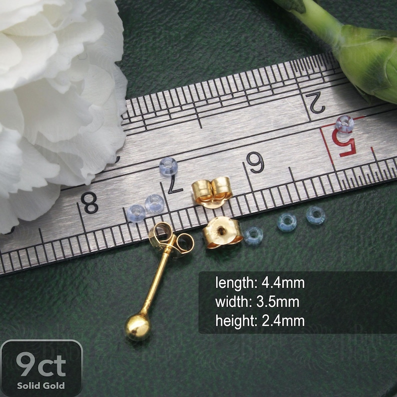 9ct Solid Yellow Gold Earring Backs |1 Pair 9K Butterfly Scrolls Stamped 375 for 0.8mm Stud Posts | Secure Replacement Earring Fasteners Size 4.4mm