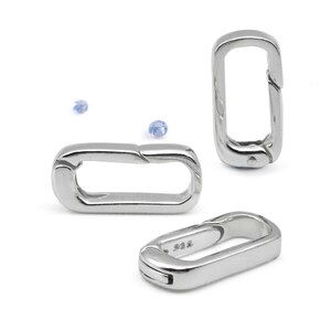 925 Sterling Silver Rectangular Carabiner Clasp, 16 x 8mm Push Gate Connector