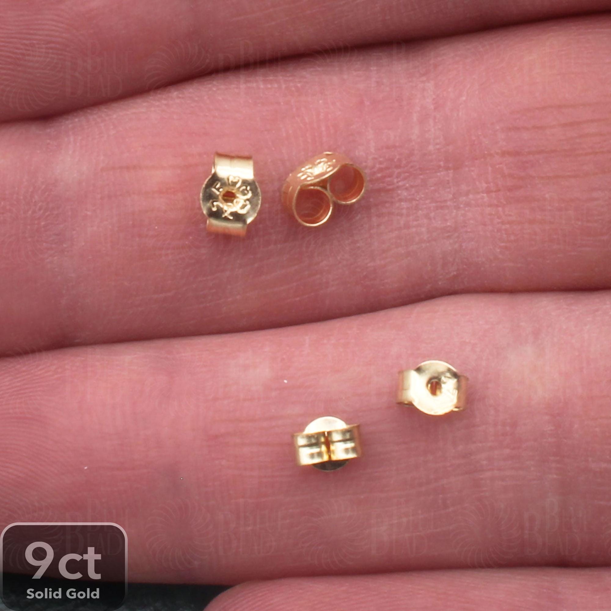9ct Yellow Gold Medium sized Scroll Backs for earrings E R J Co
