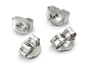Cierres de mariposa para pendientes de plata de ley 925, 5 mm, 6 mm, topes de seguridad con forma de espiral para reparación de pendientes de botón.