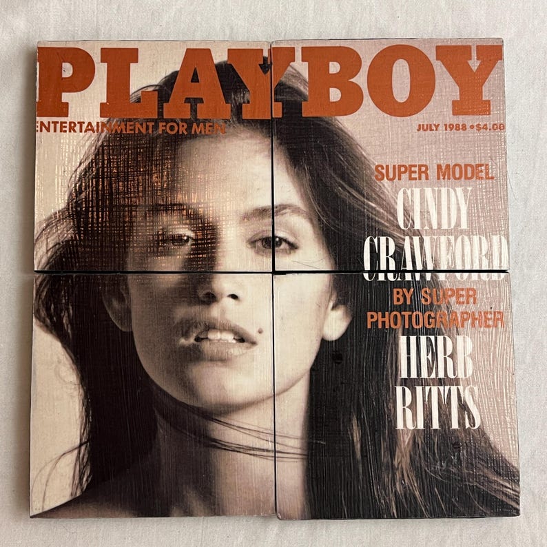 Cindy Crawford Playboy Magazine Cover as Drink Coasters July 1988 Etsy