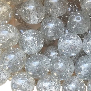 20mm Silver Tinsel Bubblegum Beads, 20mm Chunky Acrylic Bubble Gum Beads, Glitter, Shimmer, Christmas, Holiday, Beadable Pens, Beaded Pens