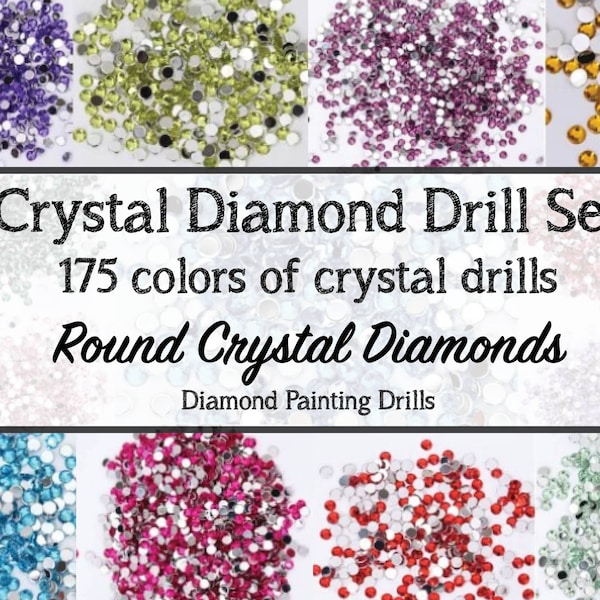 Completo CRYSTAL DRILLS SET 175 Colores - 200 Piezas por Color - Taladros de Diamante De Cristal Taladros de Pintura Diamante Reemplazo Flatback Rhinestones