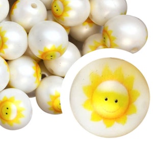 20mm Sunshine Bubblegum Beads, 20mm Chunky Acrylic Bubble Gum Beads, Sunny, Summer, Yellow, Smiley, Warm, Beadable Pens, Beaded Pens