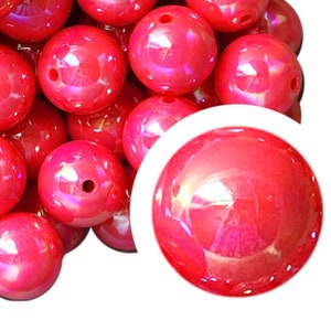 20mm Neon Hot Pink AB Bubblegum Beads, 20mm Chunky Acrylic Bubble Gum Beads, Hot Pink, Neon, AB, Coated, Jewelry Making, Beadable Pens