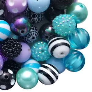20mm Mermaid Mist Mixed Bubblegum Beads, 20mm Chunky Acrylic Bubble Gum Beads, Lot, Bulk, Wholesale, Mix, Variety, 50 Beads Starter Kit