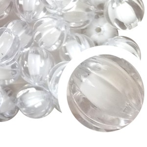 20mm Clear Pumpkin Bubblegum Beads, 20mm Chunky Acrylic Bubble Gum Beads, Clear, White, Ribbed, Watermelon, Pumpkin, Transparent, Beadable