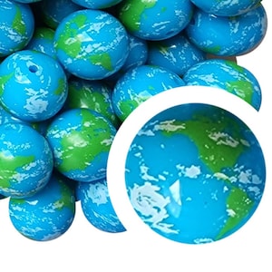 20 mm Tropische Planet Erde Bubblegum Perlen, 20 mm Chunky Bubble Gum Beads, Erde, Planet, Welt, Universum, Weltraum, Lehrer, Perlenstifte