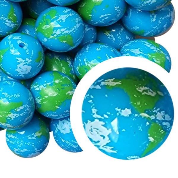 TROPICAL PLANET EARTH Bubblegum Beads 20mm Chunky Acrylic Bubble Gum Beads Printed Beads Plastic Round Bubblegum Beads Jewelry Beads 20mm