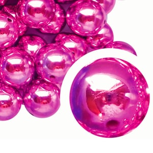 20mm Hot Pink Metallic Bubblegum Beads, 20mm Chunky Acrylic Bubble Gum Beads, Shiny, Metallic, Pink, Beadable Pens, Beaded Pens