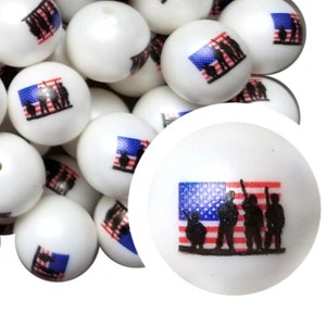 20mm American Soldiers Bubblegum Beads, 20mm Chunky Acrylic Beads, Army, Military, American, America, Fight, War, Beadable Pens, Beaded Pens