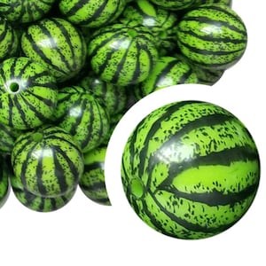 20 mm hellgrüne ganze Wassermelone Bubblegum Perlen, 20 mm grobstrick Acryl Bubble Gum Perlen, Sommer, Obst, Wassermelone, Perlenstifte