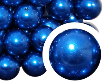 20mm Blue Pearl Bubblegum Beads, 20mm Chunky Acrylic Bubble Gum Beads, Pearlized, Blue, Royal Blue, Shiny, Beadable Pens, Beaded