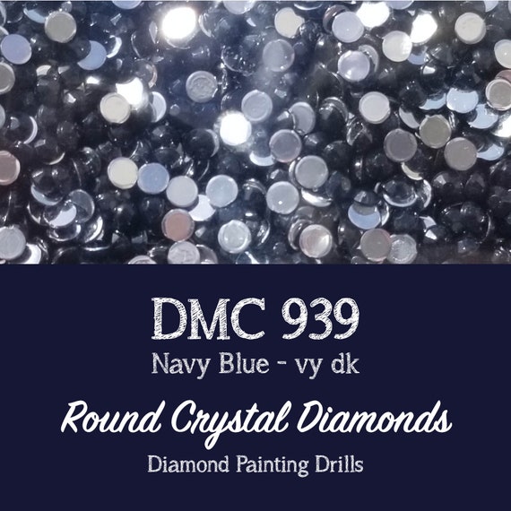 Round CRYSTAL DRILLS Round DMC 939 Diamond Painting Drills Dmc 939 Navy  Blue Rhinestone Drills Diamonds 2.8mm Shiny Flatback Diamonds 