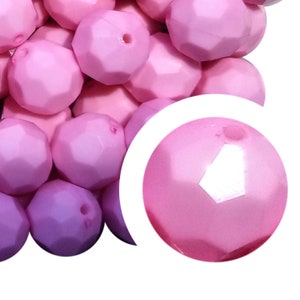 20mm Pink Opaque Faceted Bubblegum Beads, 20mm Chunky Acrylic Bubble Gum Beads, Pink, Opaque, Faceted, Solid, Plain, Beadable Pens