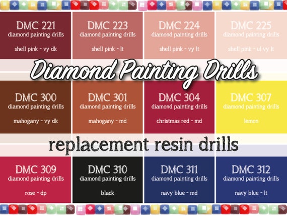 170 Pcs Replacement Resin Diamond Drills Diamond Painting Kits Square Drill  Round Drill DMC 221 223 224 225 300 301 304 307 309 310 311 312 