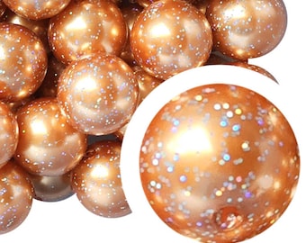 20mm Orange Pearl Glitter Bubblegum Beads, 20mm Chunky Acrylic Bubble Gum Beads, Orange, Glitter, Pearl, Shiny, Beaded Pens, Beadable