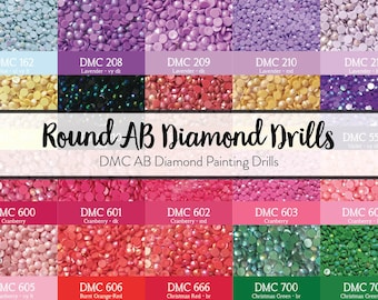 200 Pcs ROUND AB DMC Aurora Borealis Diamond Painting Drills Ab Drills Round 2.8mm Diamond Drills Iridescent Drills Replacement Drills