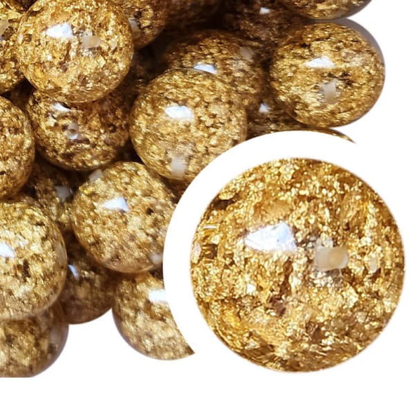 GOLD NUGGETS Bubble Gum Beads 20mm Chunky Acrylic Bubble Gum Beads Plastic Round Bubblegum Beads Gumball Beads 20mm Beads