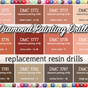 170 Pcs Replacement Resin Diamond Drills Diamond Painting Kits Square Round DMC 3771 3772 3773 3774 3776 3777 3778 3779 3781 3782 3787 3790