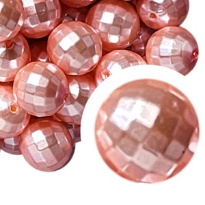 20mm Pink Pearl Disco Bubblegum Beads, 20mm Chunky Acrylic Bubble Gum Beads, Pearlized, Pink, Disco, Faceted, Beadable Pens, Beaded