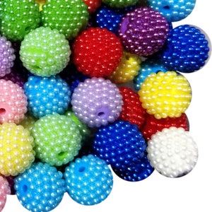20 mm Regenbogen Beeren Bubblegum Perlen, 20 mm grobstrick Acryl Bubble Gum Perlen, Mix, Gemischt, Obst, Beere, Holperig, Strukturiert, Perlenstifte, Perlen