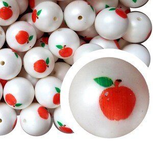 20 mm Apfel Bubblegum Perlen, 20 mm grobe Acrylperlen, Apfel, Obst, Lehrer, Schule, Sommer, Herbst, Perlenstifte, Perlenstifte