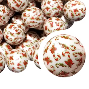 20mm Christmas Candy Cane Bubblegum Beads, 20mm Chunky Acrylic Bubble Gum Beads, Candy, Cane, Christmas, Holiday, Santa, Peppermint, Beaded