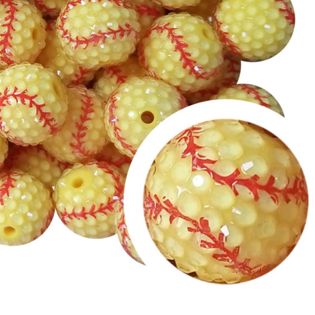 RHINESTONE SOFTBALL Bubblegum Beads 20mm Chunky Acrylic Bubble Etsy
