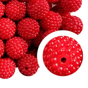 20 mm rote Beeren Bubblegum Perlen, 20 mm grobstrick Acryl Kaugummiperlen, Rot, Obst, Unebenheiten, Perlenstifte, Perlenstifte, Basteln