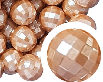 Cuentas de chicle disco de 20 mm, perlas acrílicas gruesas de 20 mm, color marrón perlado, facetadas, para manualidades, bolígrafos para abalorios.
