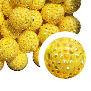 YELLOW RHINESTONE Bubblegum Beads 20mm Chunky Acrylic Bubble Gum Beads Plastic Round Bubblegum Beads Gumball Beads 20mm Bead Crafts