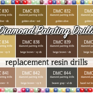 170 Pcs Replacement Resin Diamond Drills Diamond Painting Kits Square Drill Round Drill DMC 830 831 832 833 834 838 839 840 841 842 844 869