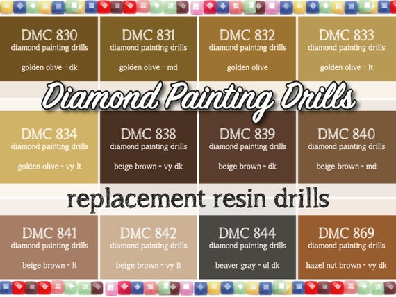 170 Pcs Replacement Resin Diamond Drills Diamond Painting Kits Square Drill  Round Drill DMC 830 831 832 833 834 838 839 840 841 842 844 869 