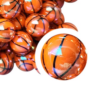 20mm Basketball AB Bubblegum Beads, 20mm Chunky Acrylic Bubble Gum Beads, NBA, Sports, Teams, Beadable Pens, Beaded Pens