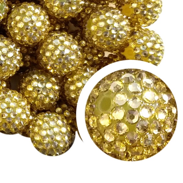 LIGHT GOLD RHINESTONE Bubble Gum Beads 20mm Chunky Acrylic Bubble Gum Beads Plastic Round Bubblegum Beads Gumball Beads 20mm Beads