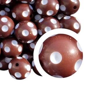 20mm Brown Dots Bubblegum Beads, 20mm Chunky Acrylic Bubble Gum Beads, Browns, Dotted, Dots, Opaque, Beadable Pens, Beaded Pens