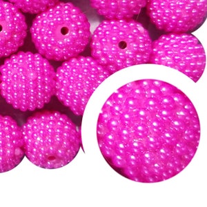 20mm Hot Pink Berry Bubblegum Beads, 20mm Chunky Acrylic Bubble Gum Beads, Hot Pink, Berry, Pearl, Fruit, Bumpy, Textured, Beadable Pens