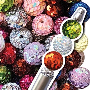 16mm Rainbow Sequin Mermaid Tail Beads, 16mm Mixed Beads, Rainbow, Sequin, Accent, Mix, Mixed, Shimmer, Beaded, Beadable Pens