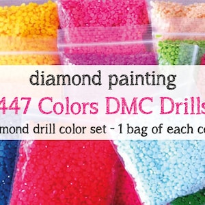447 Farben Komplettes DMC-Diamantbohrer-Farbset, Kunstharz-Diamantbohrer, Diamantmalerei-Kits, Rundbohrer, Vierkantbohrer, Ersatzbohrer