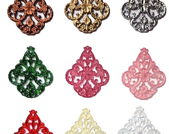 45mm x 55mm Lucite FILIGREE PENDANT Beads Plastic Flower Beads Large Flower Beads for Jewelry Making Floral Beads Craft Supply Pendants