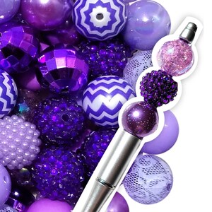 20mm Purple Mixed Bubblegum Beads, 20mm Chunky Acrylic Bubble Gum Beads, Mixed, Lot, Bulk, Wholesale, Mix, Variety, 50 Beads Starter Kit