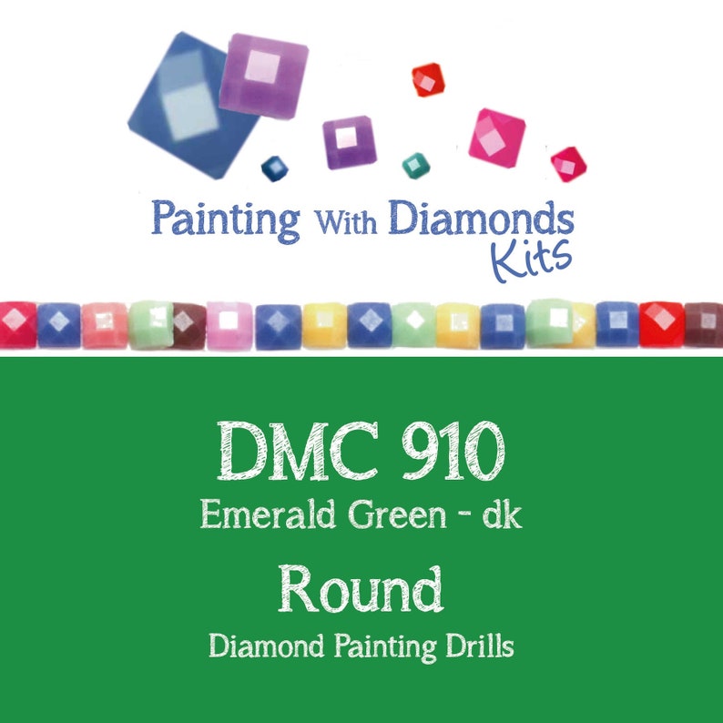 170 Pieces DMC 910 ROUND 5D Diamond Painting Drills Dmc 910 Emerald Green Diamonds 2.5mm DMC Drills Beads Diamond Dotz Drill Round Drill