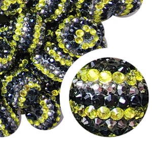20 mm hommel strass kauwgomkralen, 20 mm dikke acryl kauwgom kralen, strass, geel en zwart gestreept, kristal, streep