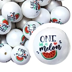 20 mm One In A Melon Bubble Gum Perlen, 20 mm Chunky Acryl Bubble Gum Perlen, Wassermelone, Obst, Sprüche, Wörter, Sommer, Perlenstifte, Perlenstifte